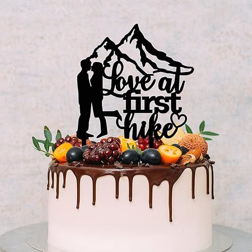 Miniatura 5 de Love at First Hike - Decoración para tartas de 5.9 pulgadas, acrílico personalizado, fecha y nombre, para novia, novio, para aniversario,