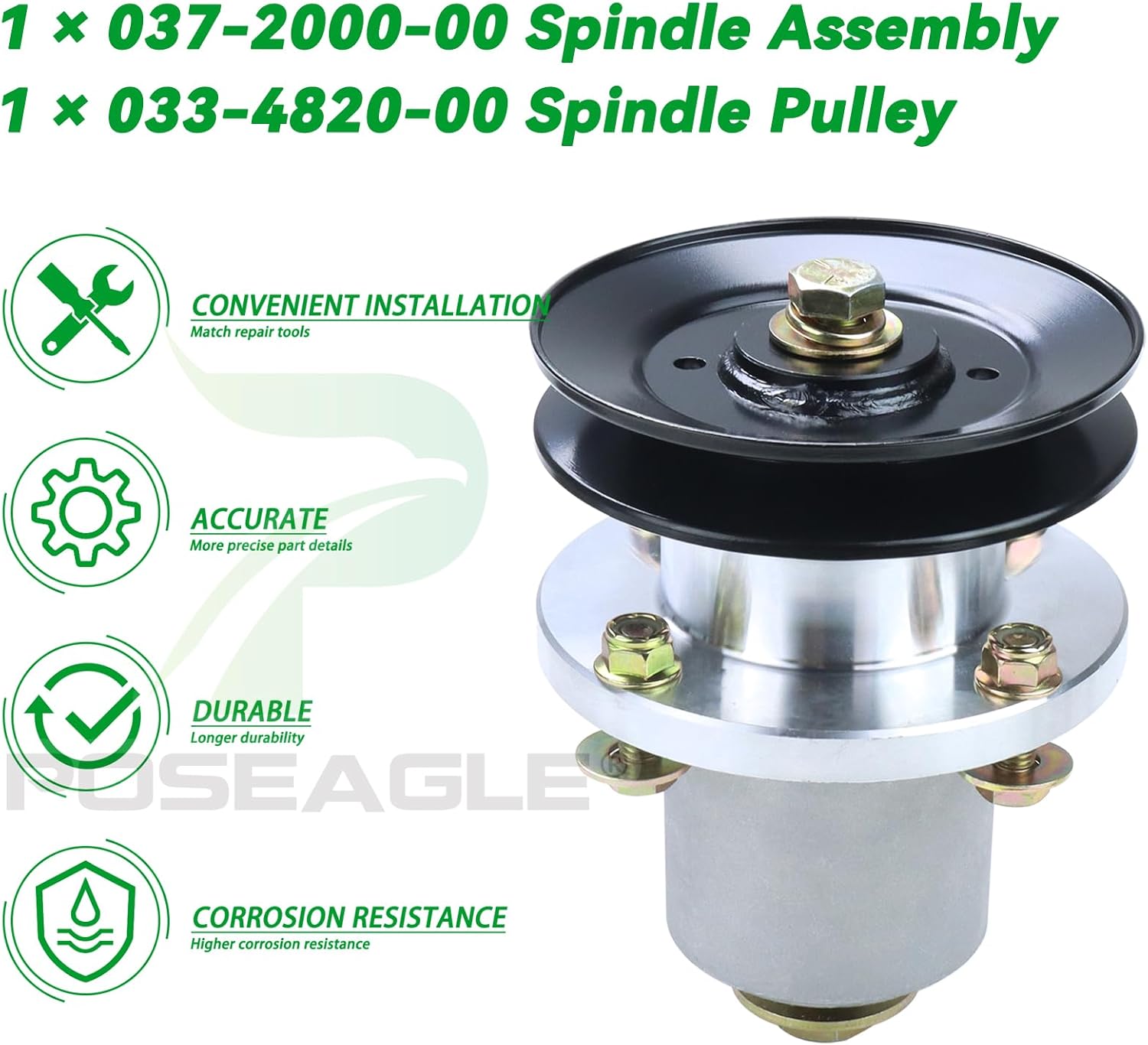 037-2000-00 Spindle Bad Boy with 033-4820-00 Pulley Replace Bad Boy Mower Parts 037-2050-00 037-2000-00 037 2000 00 037200000 033 4820 00 for Bad Boy Mz Magnum 48, Mz 42, Mz 48, 48", 42" Deck