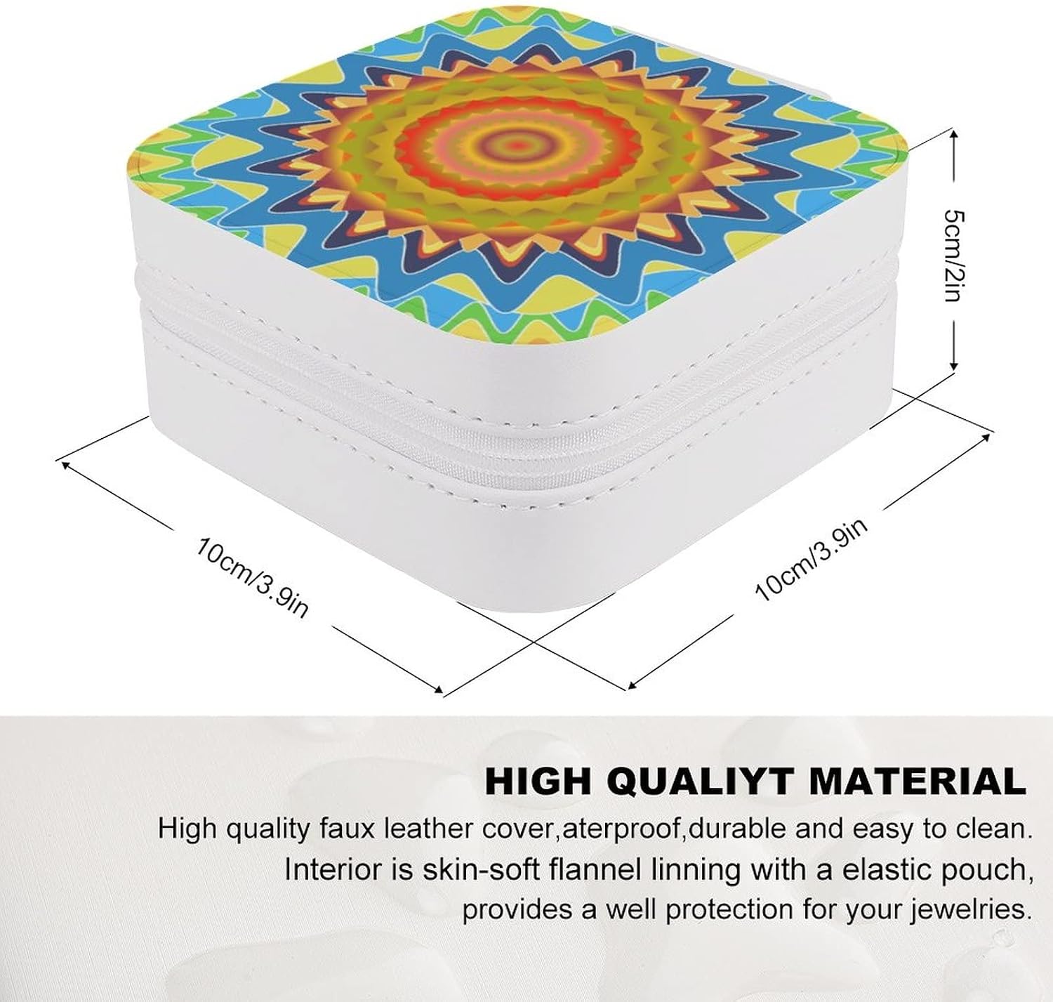 Small Jewelry Box, Travel Small Organizer Portable Display Storage Case for Rings Earrings Necklace, Gifts for Girls Women, Colorful Dye Sun Design image 2