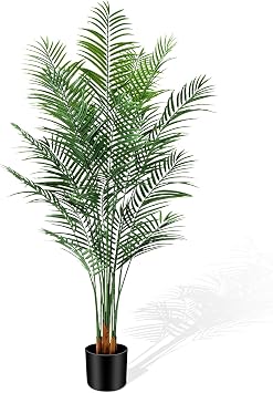 Artificial Palm Tree Outdoor 6.5ft, Large Fake Tropical Areca Palm Tree with 18 Trunks, Tall Faux Floor Plants for Indoor Outdoor-Living Rooms, Offices, Bedroom Home Decor