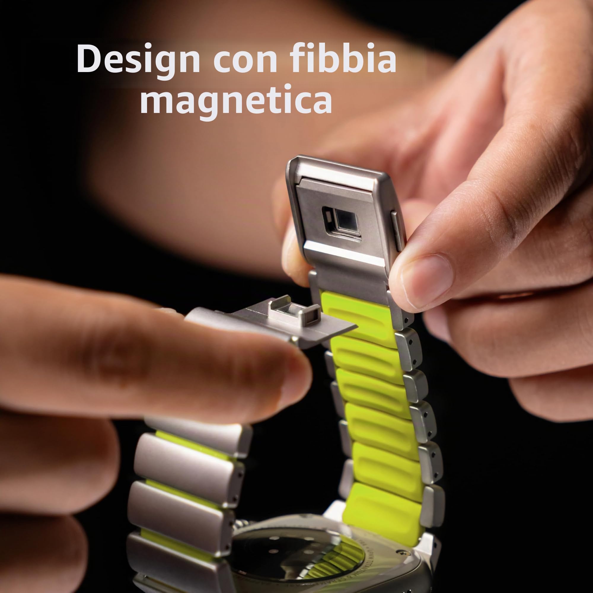 Cinturino in titanio compatibile con Apple Watch Ultra 3/2/1 49 mm, titanio silicone doppio strato, chiusura magnetica, cinturino di ricambio per iWatch Series11