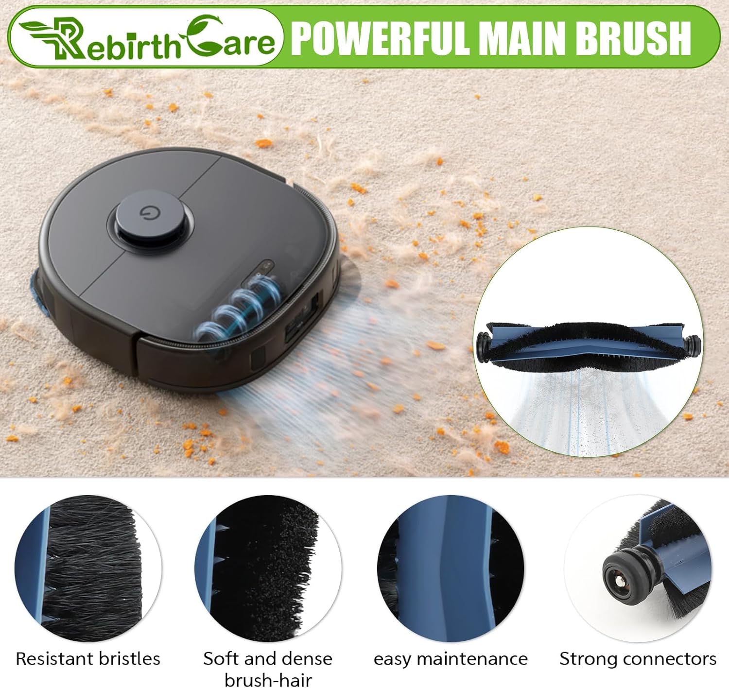 Rebirthcare 17Packs X10 Pro omni Replacement Accessories Kit Compatible with Eufy X10 Pro Omni Robotic Vacuum Cleaner, 4 Vacuum Bags, 2 Mop Pads, 2 Main Brushes, 4 Sweeping Brushes, 4 HEPA Filters