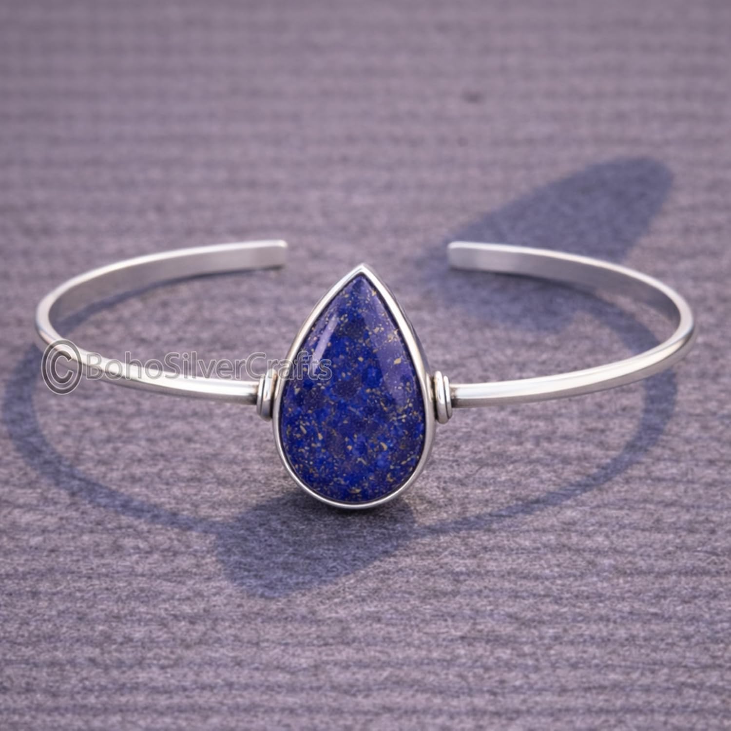 Natural Gemstone Cuff Bangle 925 Sterling Silver, Delicate Moonstone Lapis Lazuli Malachite Open Bracelet for Women