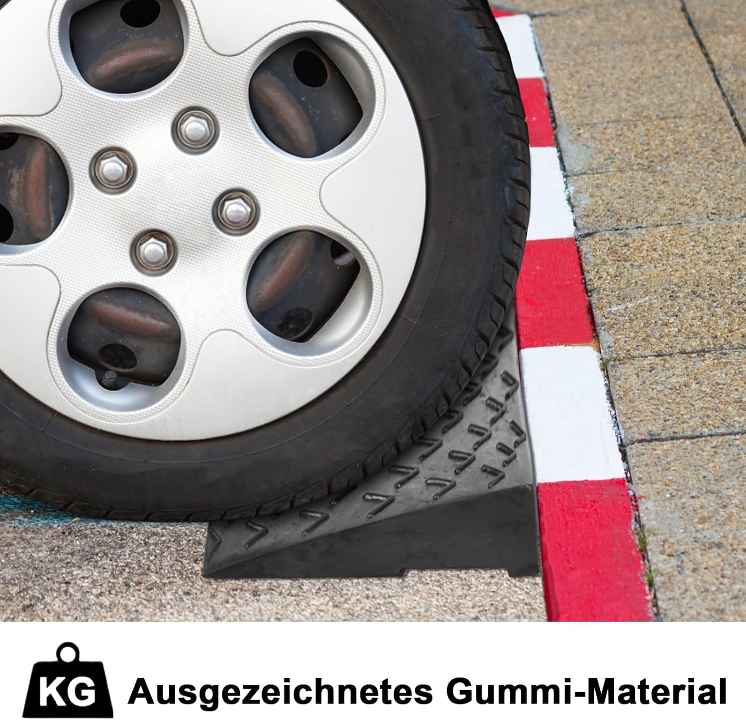 FIVMEN Set di 2 rampe di soglia in gomma portatili con superficie antiscivolo per sedia a rotelle, altezza 10 cm