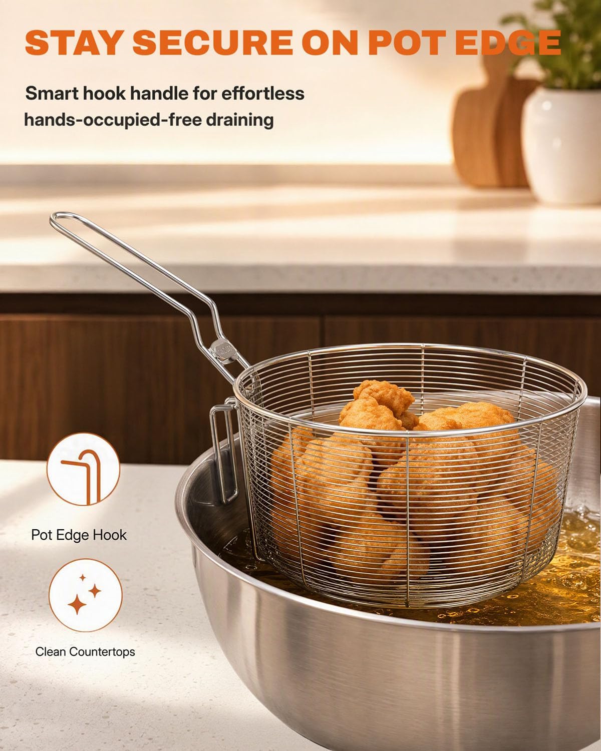 Kichvoe Extra Large Spaghetti Strainer Pasta Basket Stainless Steel image 4