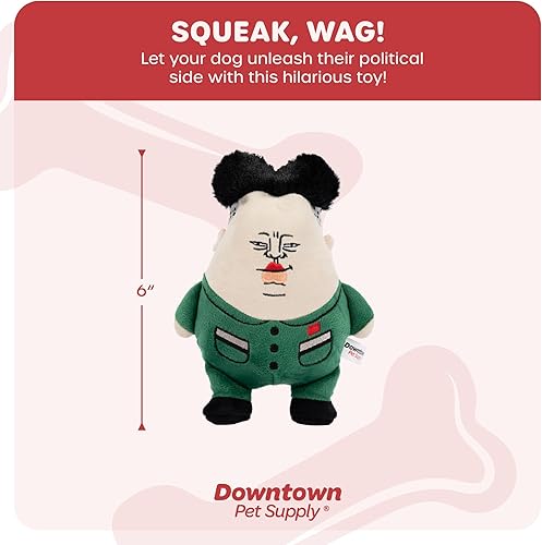 Miniatura 3 de Downtown Pet Supply Supreme Leasher - Juguete político para perros, novedoso juguete para masticar con chirriante, diseño de felpa con doble costura