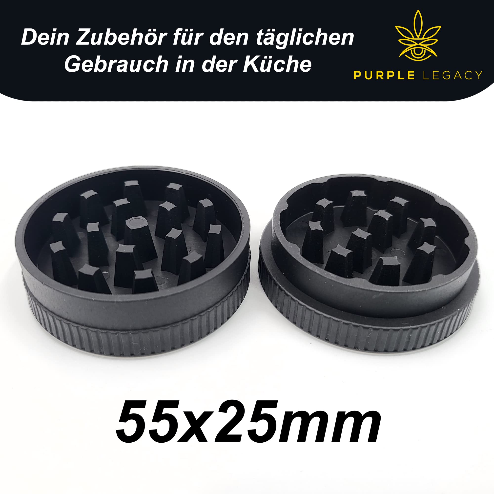 Premium Grinder Set Moulin à pollen maniable et pratique en fibres végétales Broyeur pour herbes, épices, épices ø 55x25 mm Eco broyeur bio en 2 parties pour herbes sèches et Spices