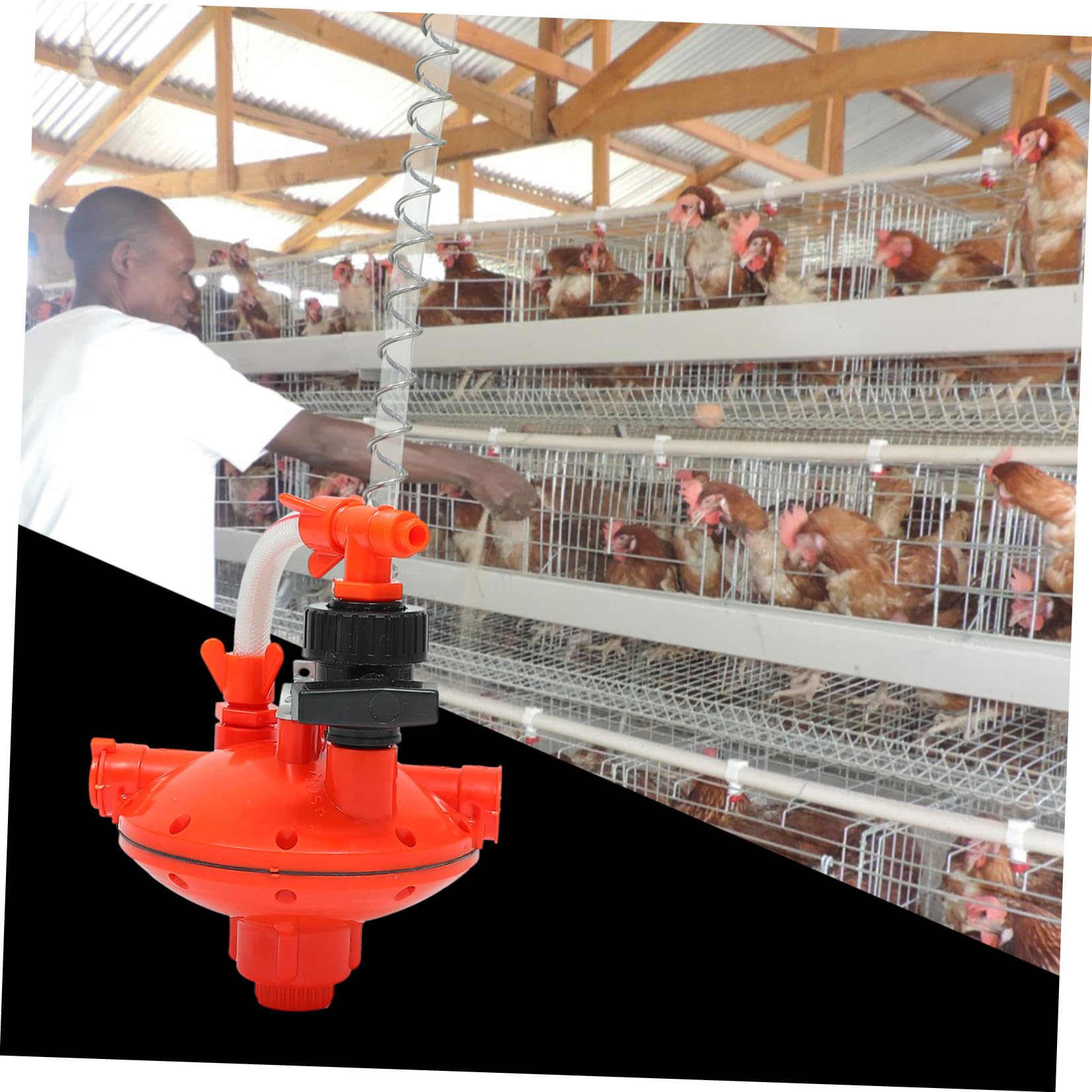 Abbeveratoio Automatico per Galline Regolatore di Pressione Rosso | Plastico, Previene le Perdite, per Allevamento Avicolo, Accessorio 1 Pezzo