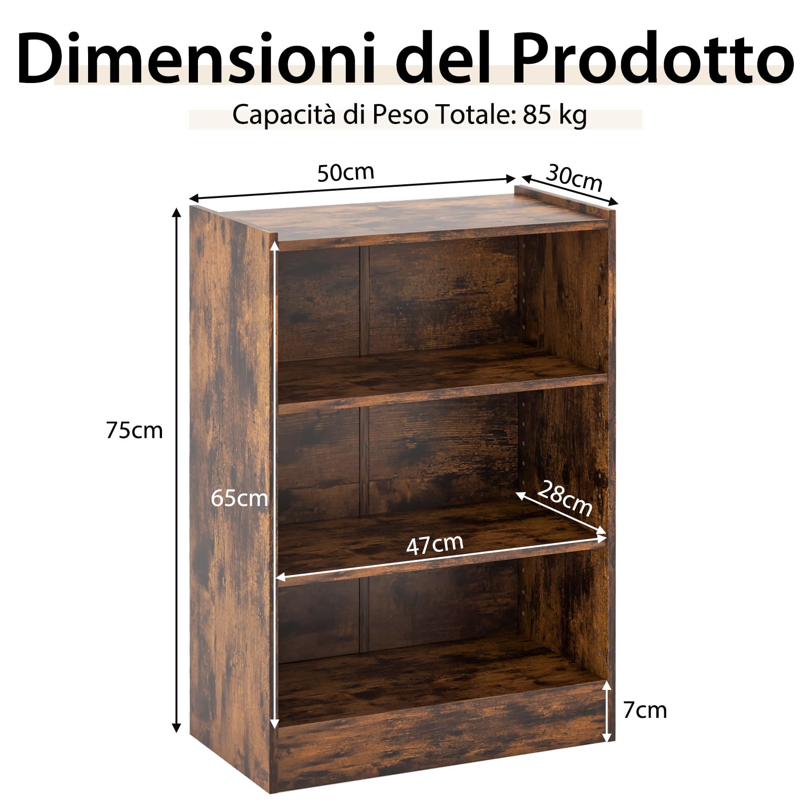 Libreria industrial in legno e metallo 5 ripiani in totale arredamento - Colly Shop