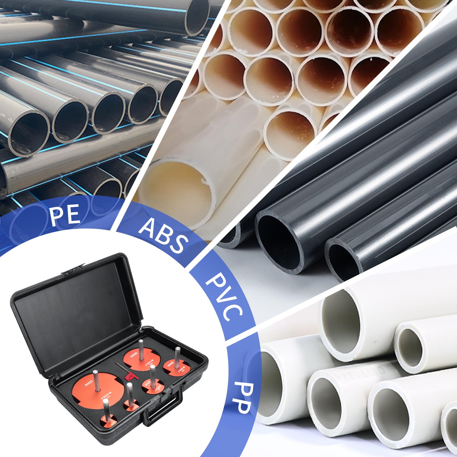 Set di 2 alesatori per tubi in PVC, 6 pezzi in plastica PVC per trapani standard da 1/2", strumento di risparmio per presa in PVC contiene 3/4", 1", 1-1/2", 2", 3", 4"