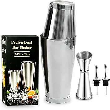 Pafusen Boston Cocktail Shaker Set, 4-Piece Bar Shakers Set, Professional Bar Shaker for Bartending, Stainless Steel Weighted Shaker Tins, Martini Drink Shaker, Essential Bar Tools for Mixing Drinks