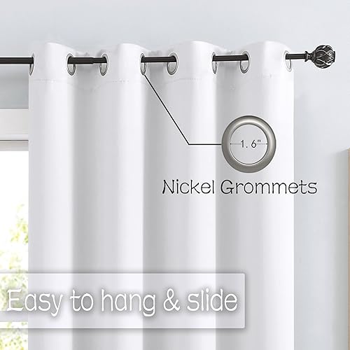 Miniatura 6 de FMFUNCTEX Cortinas opacas blancas para ventana para sala de estar, dormitorio, bloqueo de luz total, cortinas para sala de estar, juego de