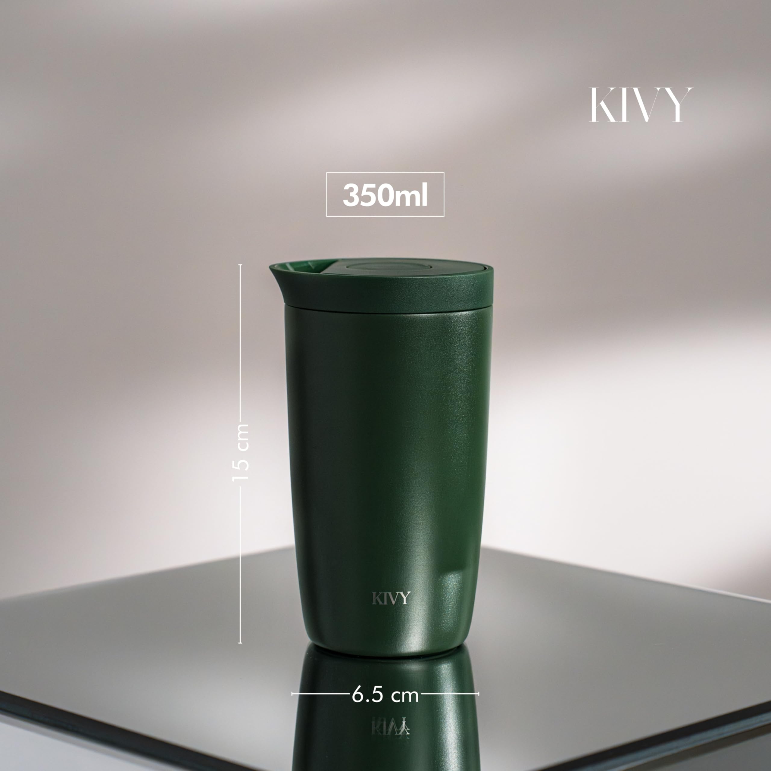KIVY Tazza Termica 350ml [BICCHIERE CAFFÈ DA ASPORTO] - Thermos in Acciaio Inox Per Caffè o Tè - Bicchiere Termico Da Viaggio - Bicchiere da Caffè Lavabile in Lavastoviglie e Antigoccia - Verde