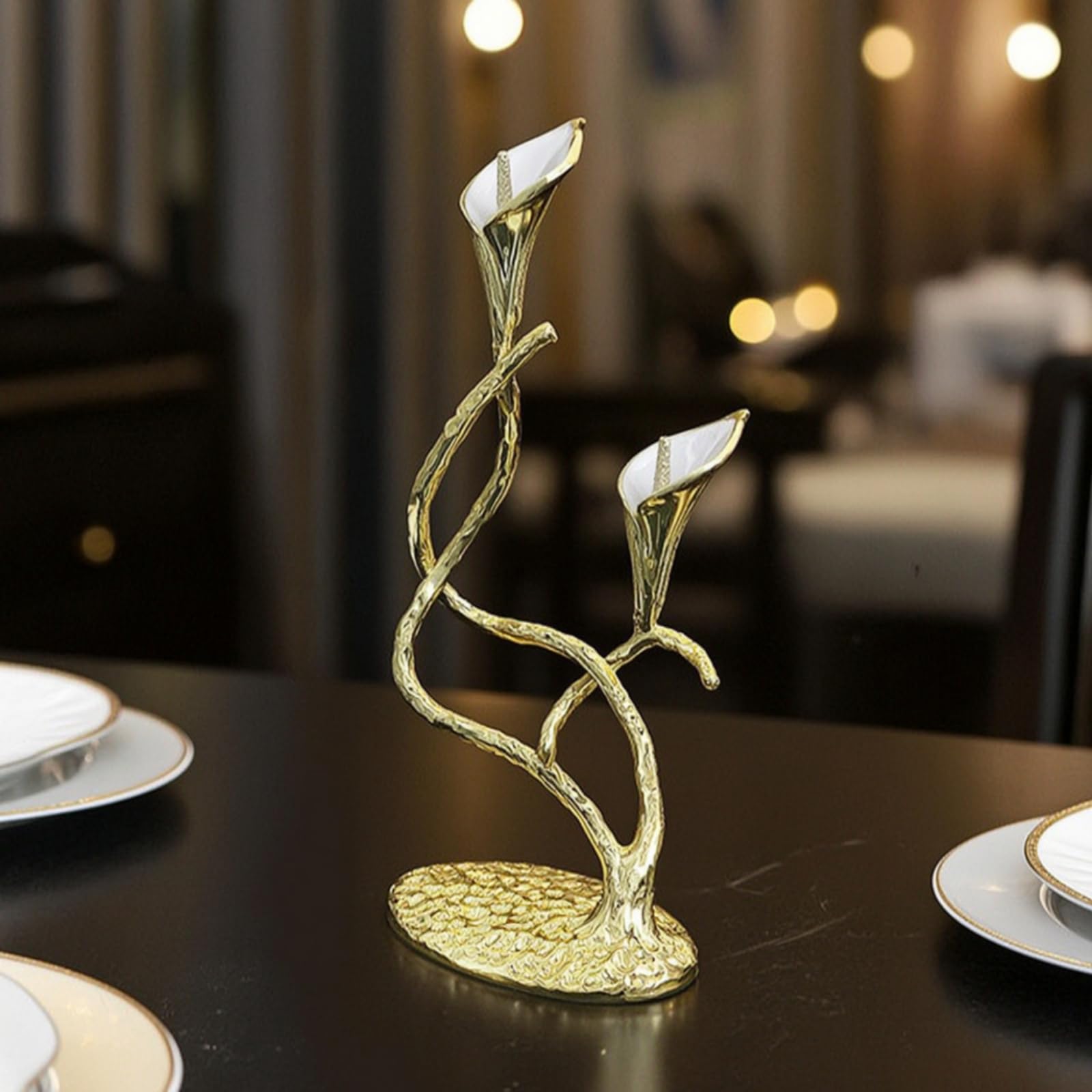 Candelabro Decorativo Portavelas Soporte Centro de Mesa Porta Velas Aleación con Durabilidad Prolongada con Copas Reflectantes Adecuado para Sala Comedor Celebración, Rz9121