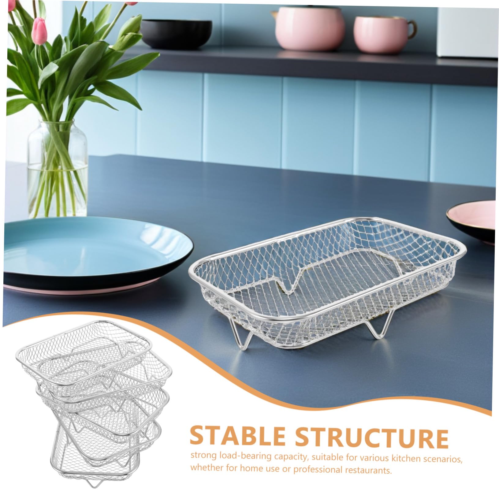 LABRIMP 5 Piezas Estantes Apilables para Freidora de Aire de Acero Inoxidable Rejillas Multifunción para Deshidratado Enfriamiento Horneado y Accesorios para Cocina y Barbacoa