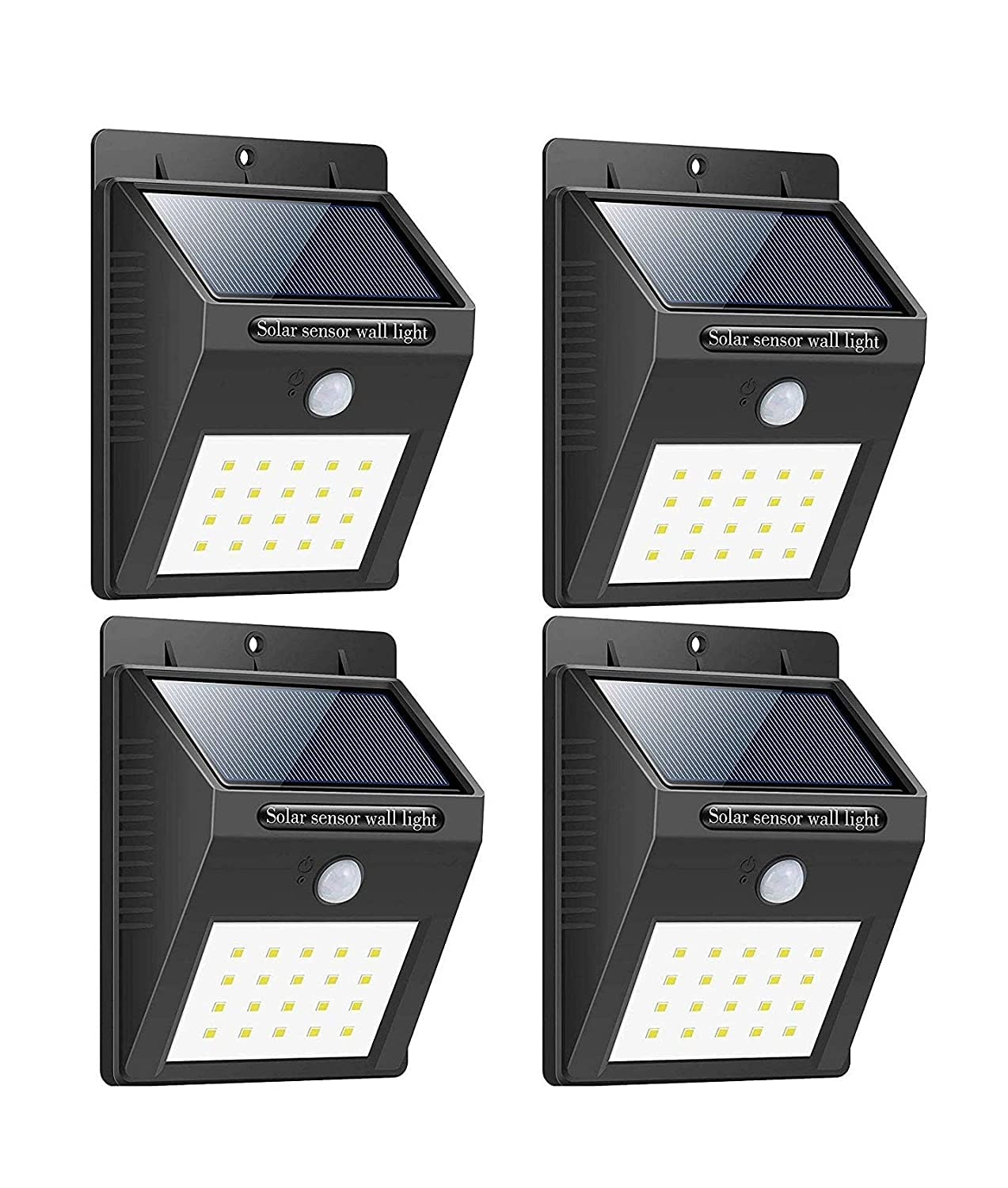 FOZZBEE 20 LED Solar Wall Lamp Outdoor Waterproof Motion Sensor Lights Garden Yard Garage Led Energy Saving Solar Light Motion Sensor Light (Pack of 4)