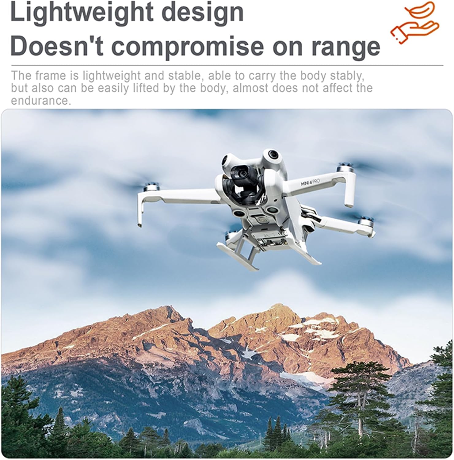 LICHIFIT Foldable Landing Gear with Flash LED Lights for DJI Mini4 Pro Drone Illuminated Extended Legs Warning Flashing Light Heightening Bracket Kickstand