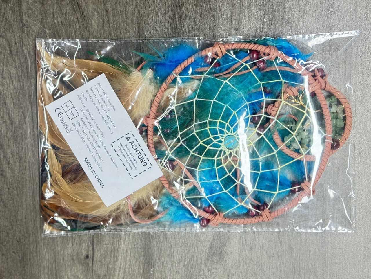 BetterJonny Acchiappasogni Blu, Dream Catcher Acchiappasogni da Parete Decorazione con Piume Blu Turchese, Fatti a Mano per Casa Camera Parete Appeso Ornamento Artigianato