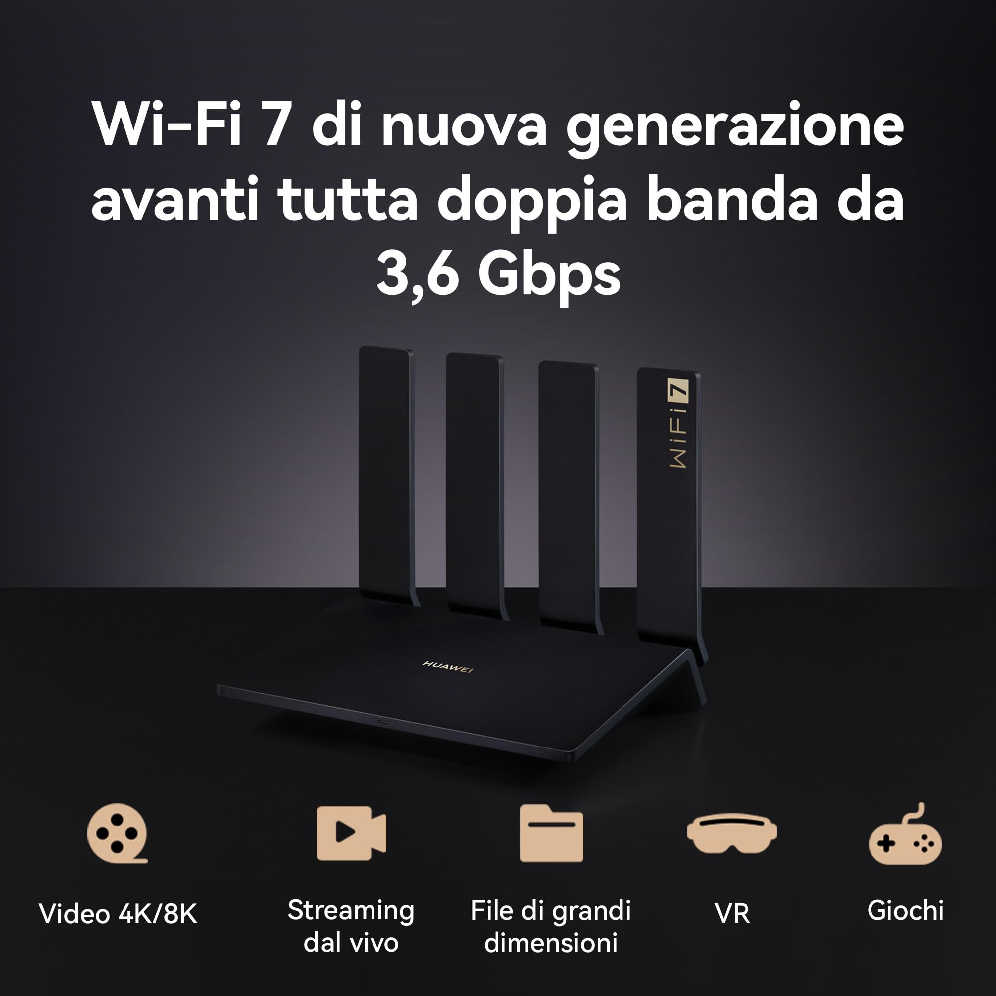 HUAWEI WiFi BE3 Pro, Wi-Fi 7 doppia banda 3,6 Gbps, Smart Antenna