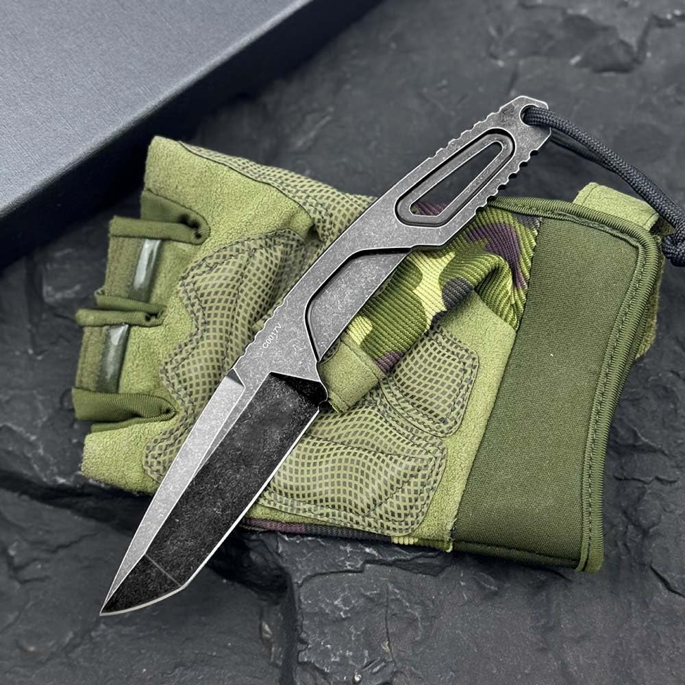 Festes Gegen Full Tang messer Edc Outdoor Jagdmesser Feststehende klinge tanto, gegen Einhandmesser, gerade scharfes stahl messer metall griff, survival fixed neck knife, Gürtelmesser mit Kydexscheide