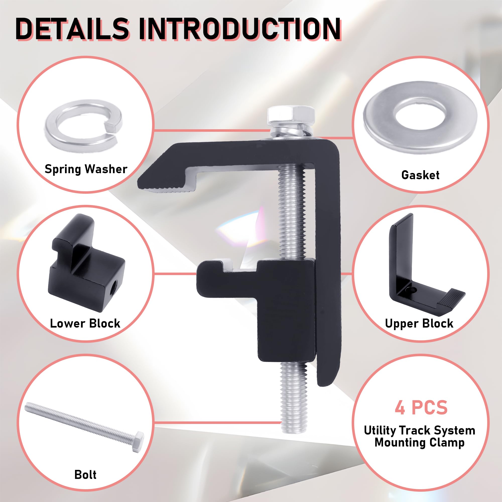 P-AC-04N Mounting Clamp Shell, for Toyota Tacoma/Tundra Truck Cap/Camper 4 PCS