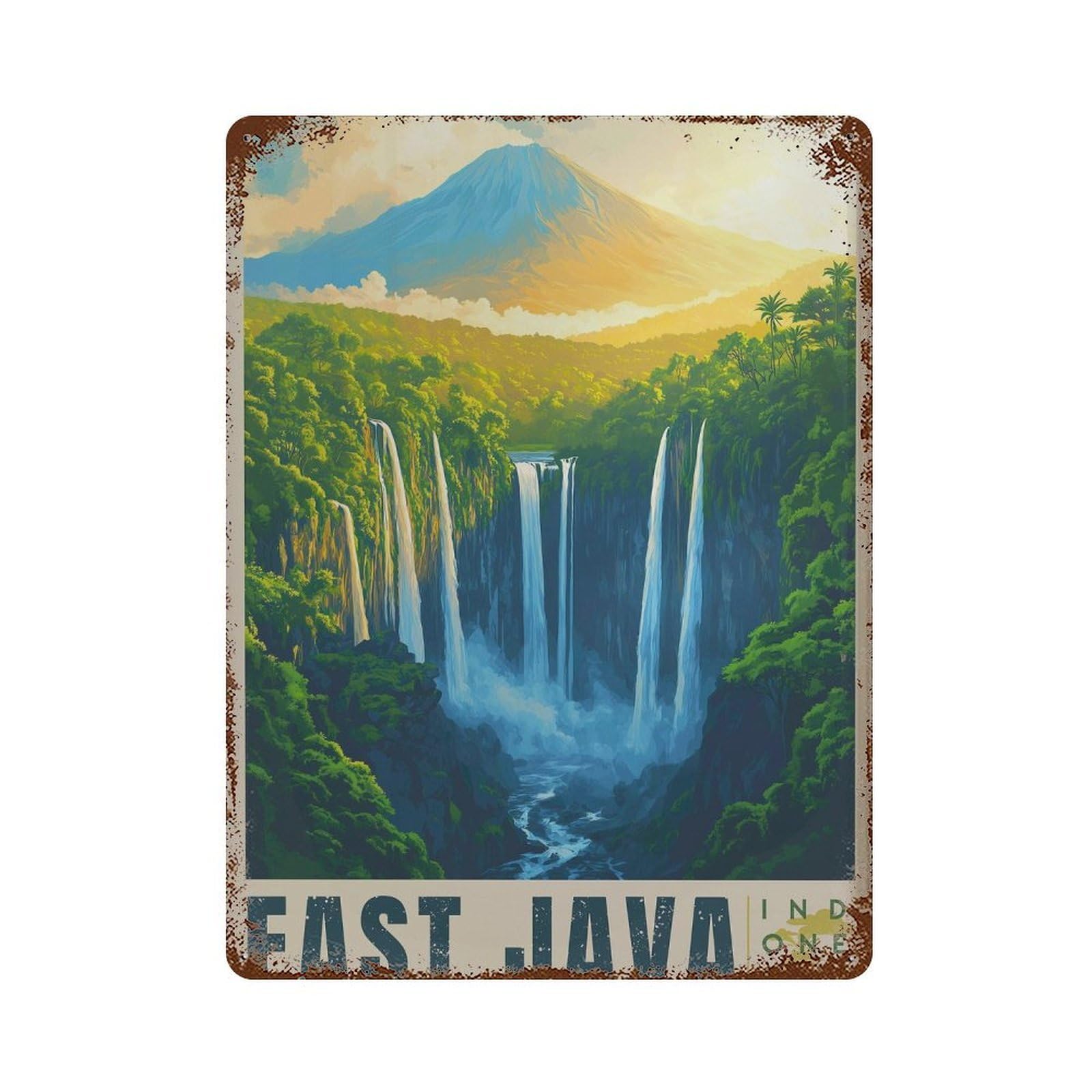 xiaoxiaoshen Tumpak Sewu Waterfall East Java Indonesia Travel (2) Wall Decor Art Metal Tin Poster Modern Home Decor Art Home Bar Shop Decorations Vintage Sign 40x30cm