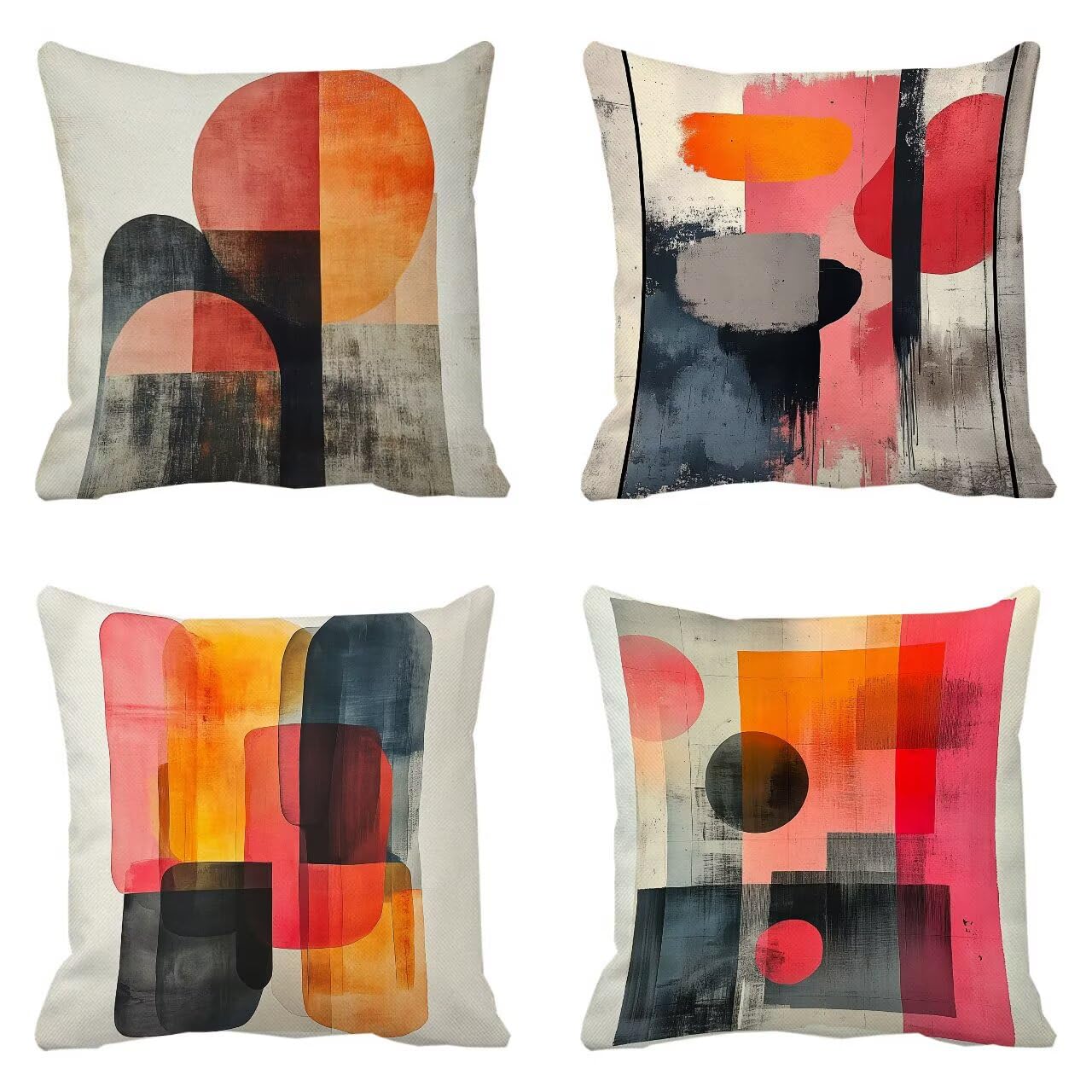 Housse de coussin 35x35 cm imperméable en lin pour canapé de jardin salon - lot de 4