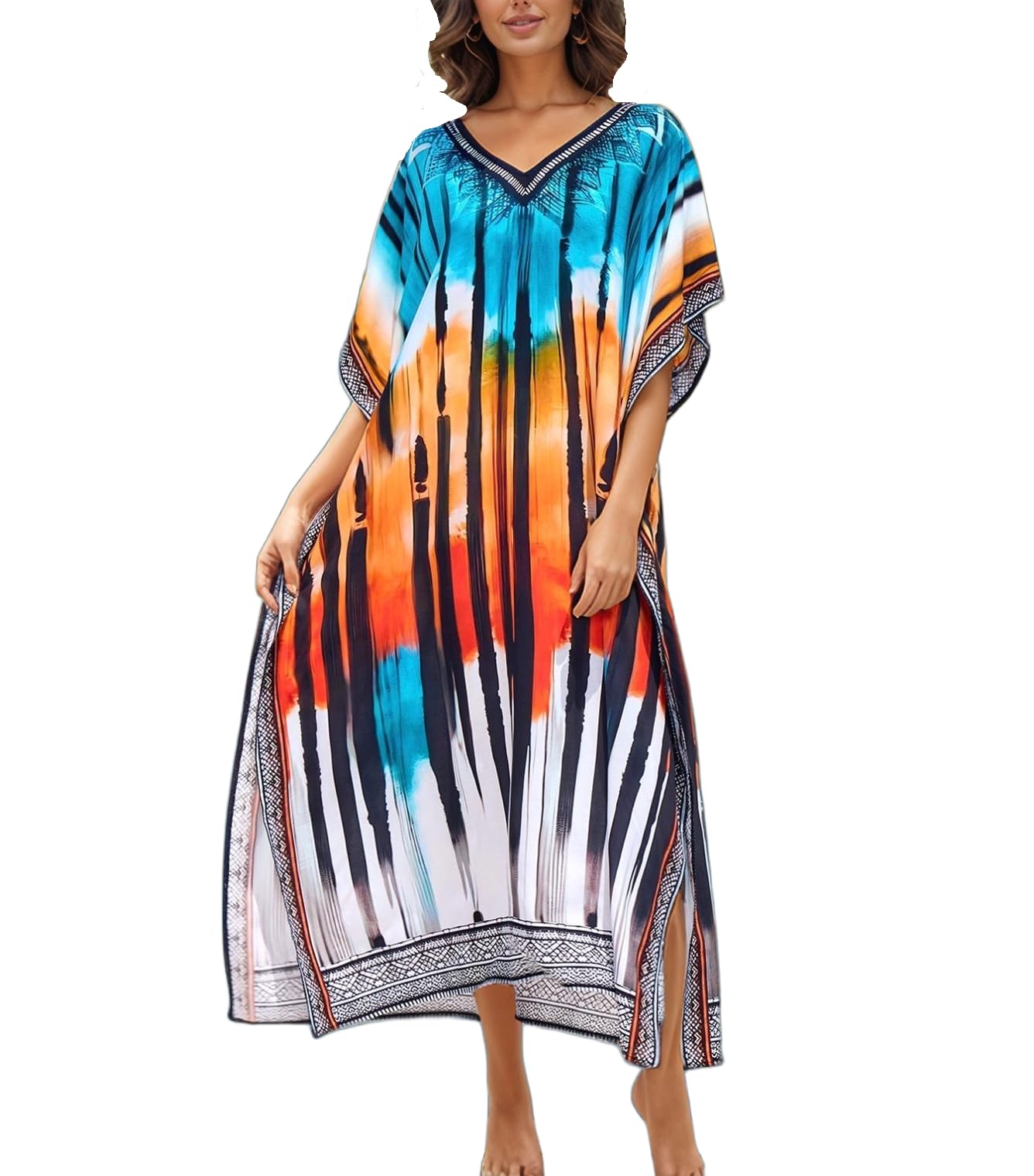 NFVNKJ Women's Plus Size Beach Lounge Kaftan Maxi Dress Swimsuit Coverup for Women