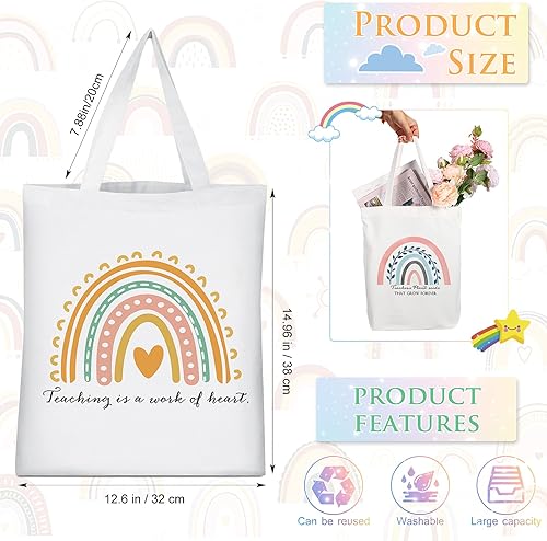 Miniatura 2 de Sadnyy 20 bolsas de lona arcoíris para profesores y empleados, regalo inspirador con cremallera para oficina, escuela