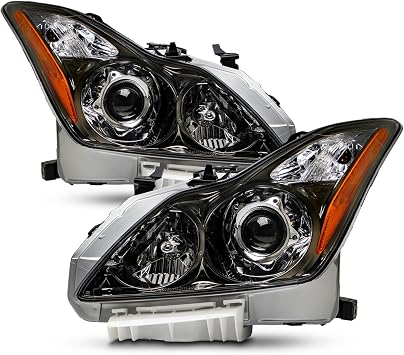 AKKON - Fits 2008-2013 Infiniti G37 2014-2015 Q60 Coupe Black Headlights Pair Driver Left + Passenger Right Replacement