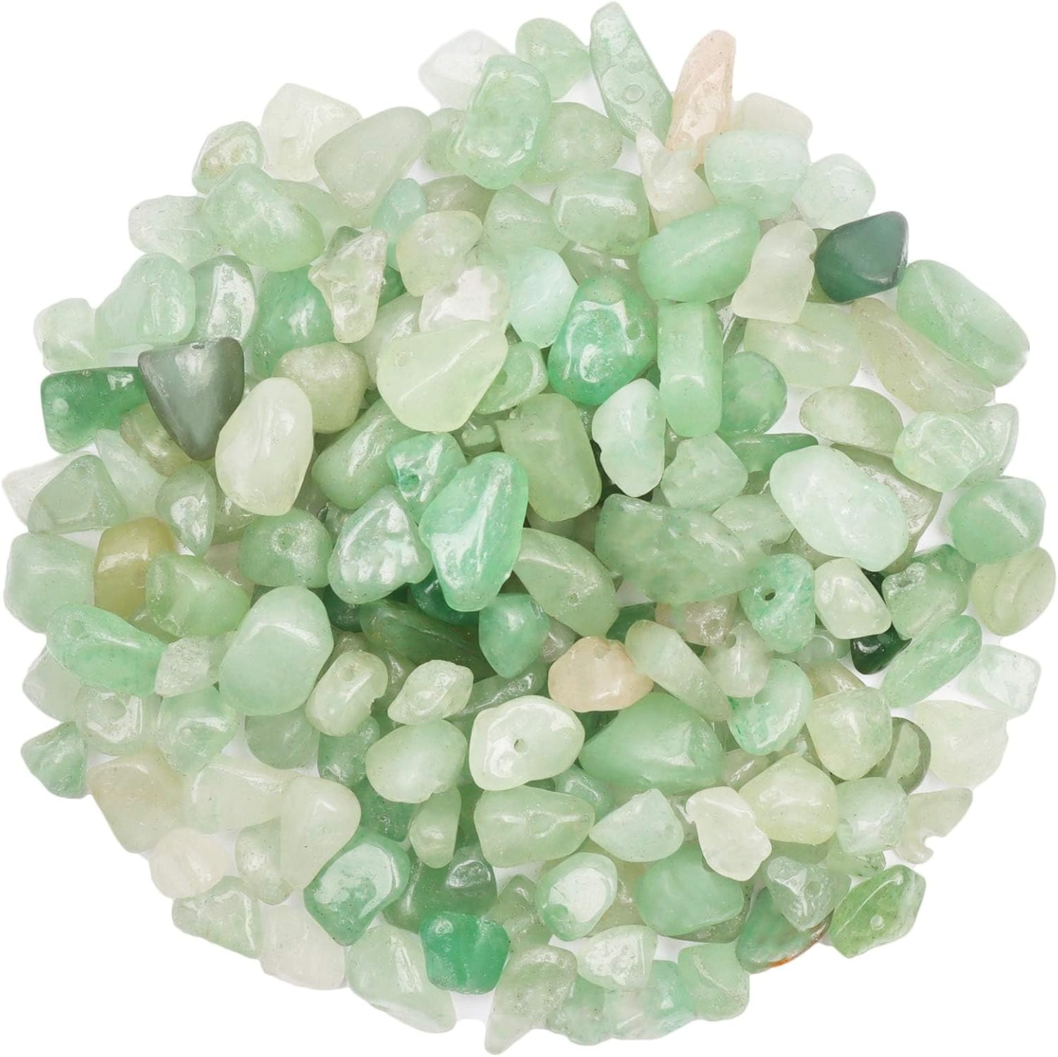 500Pcs Green Aventurine Crystals Chips Gemstone Beads, 5-8mm Irregular Natural Crystal Beads for Jewellery Making, Drilled Crystal Bracelet Beads Tumbled Chips Beads for Crafting