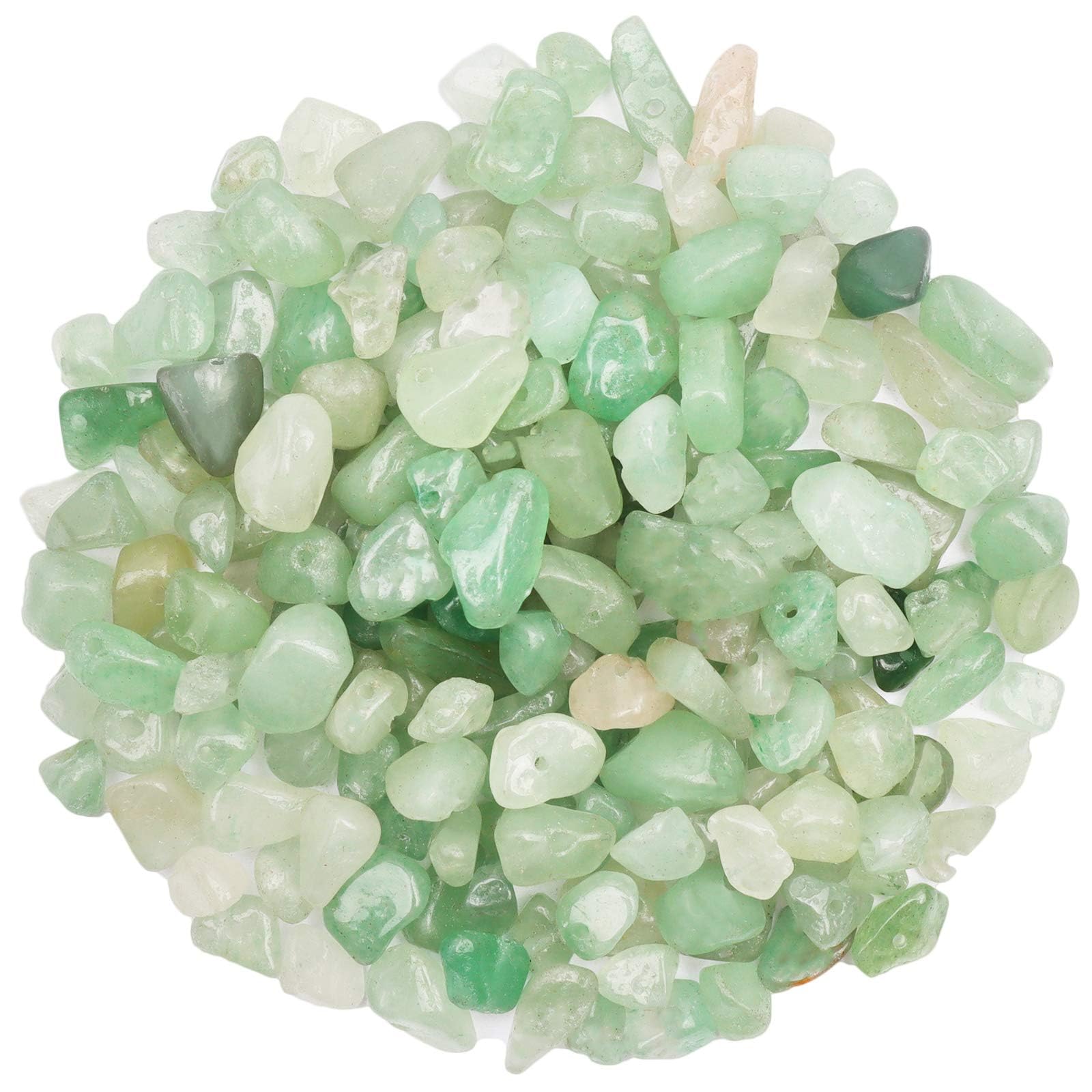 500Pcs Green Crystals Chips Beads Bulk, 5-8mm Irregular Drilled Tumbled Gemstone Chips