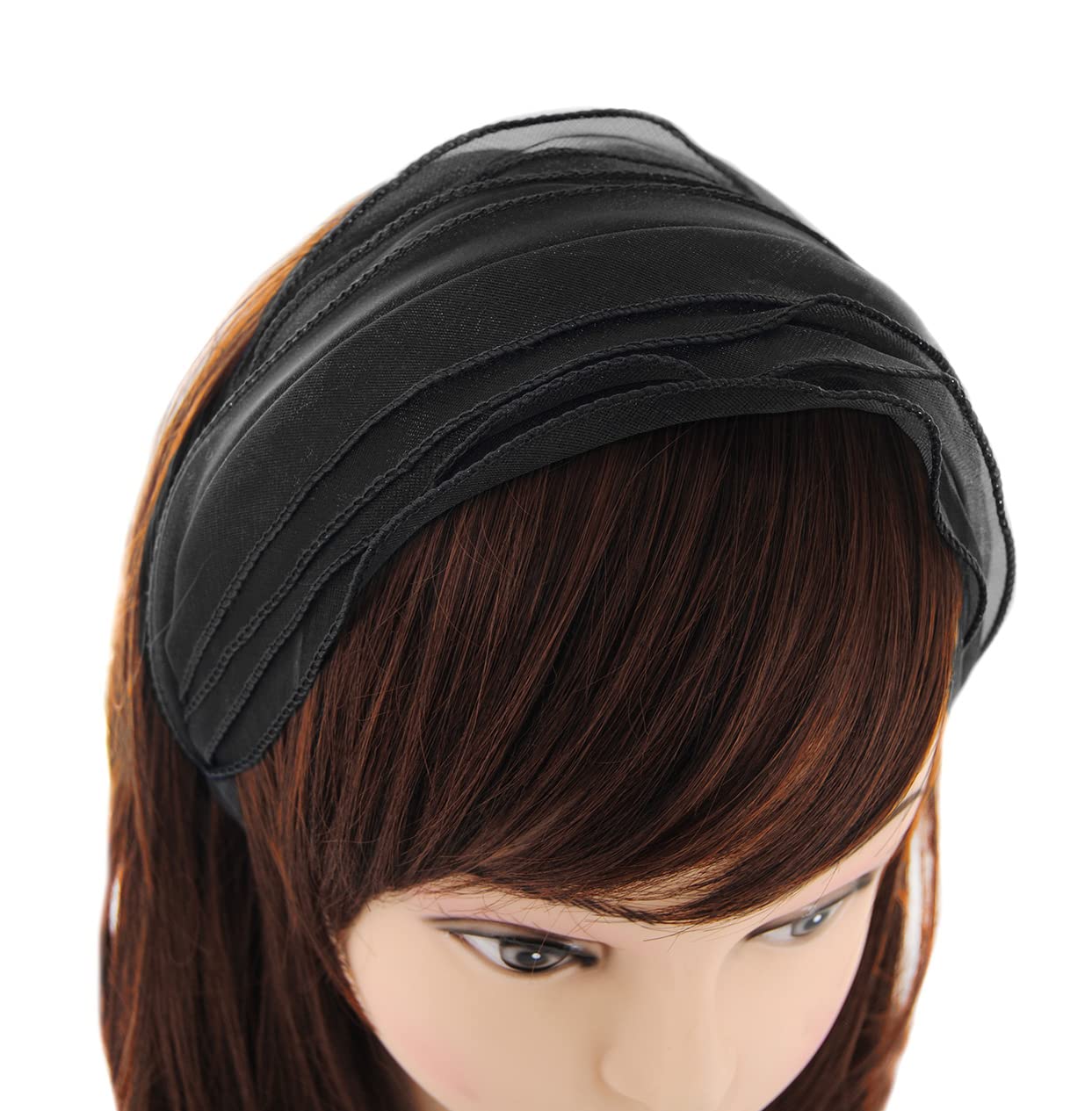 Axy Wide Headband HRM2 (Black) - Women's Headband, 1 Count (Pack of 1), Black, Polyester, 3 cm Wide - Image 2