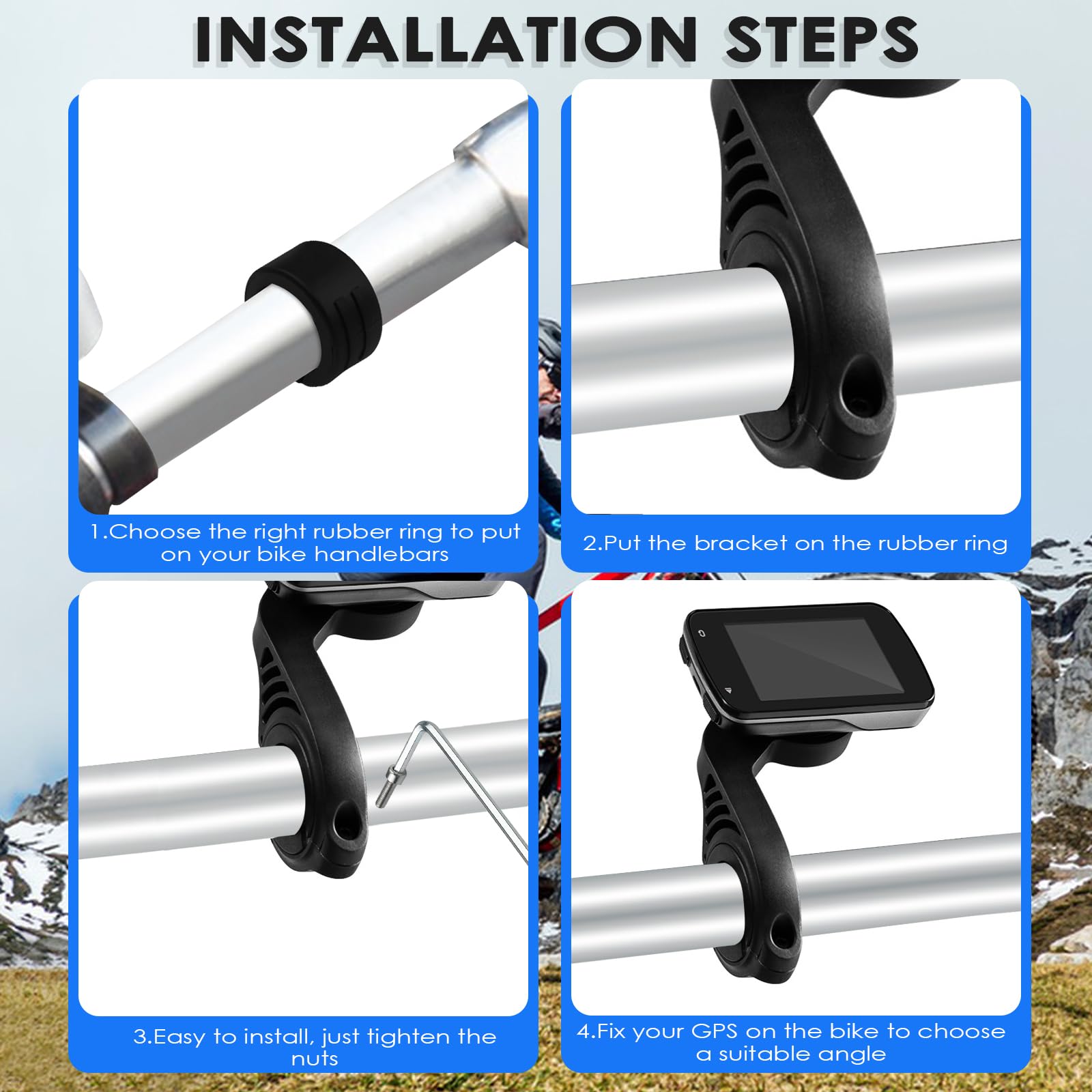 Support Garmin Edge TUSITA - Compatible Guidons 22.2-31.8mm - Montage Avant Affleurant - Vélo Route