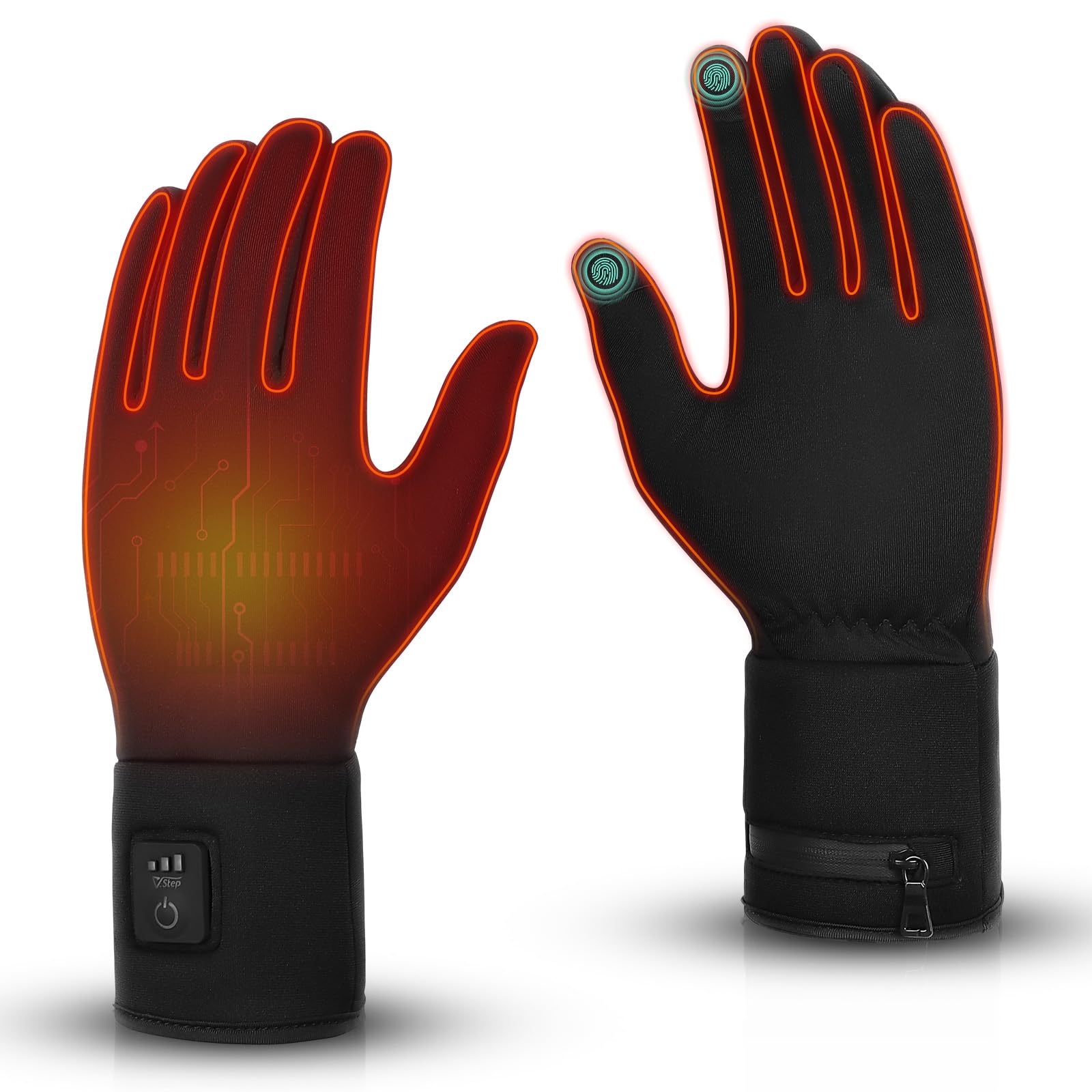 V.Step Heated Gloves, Rechargeable Electric Thermal Gloves for Men & Women - Motorcycle, Work, Hunting, Ski