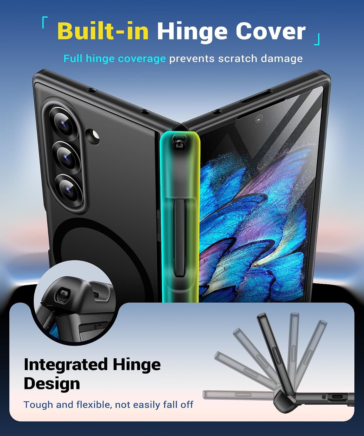 BERFY for Samsung Galaxy Z Fold 6 Case, Privacy Screen Protector, Ebony image 5