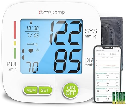 Comfytemp Monitores de presión arterial para uso doméstico, máquina automática de presión arterial con puño grande, monitor digital inteligente BP