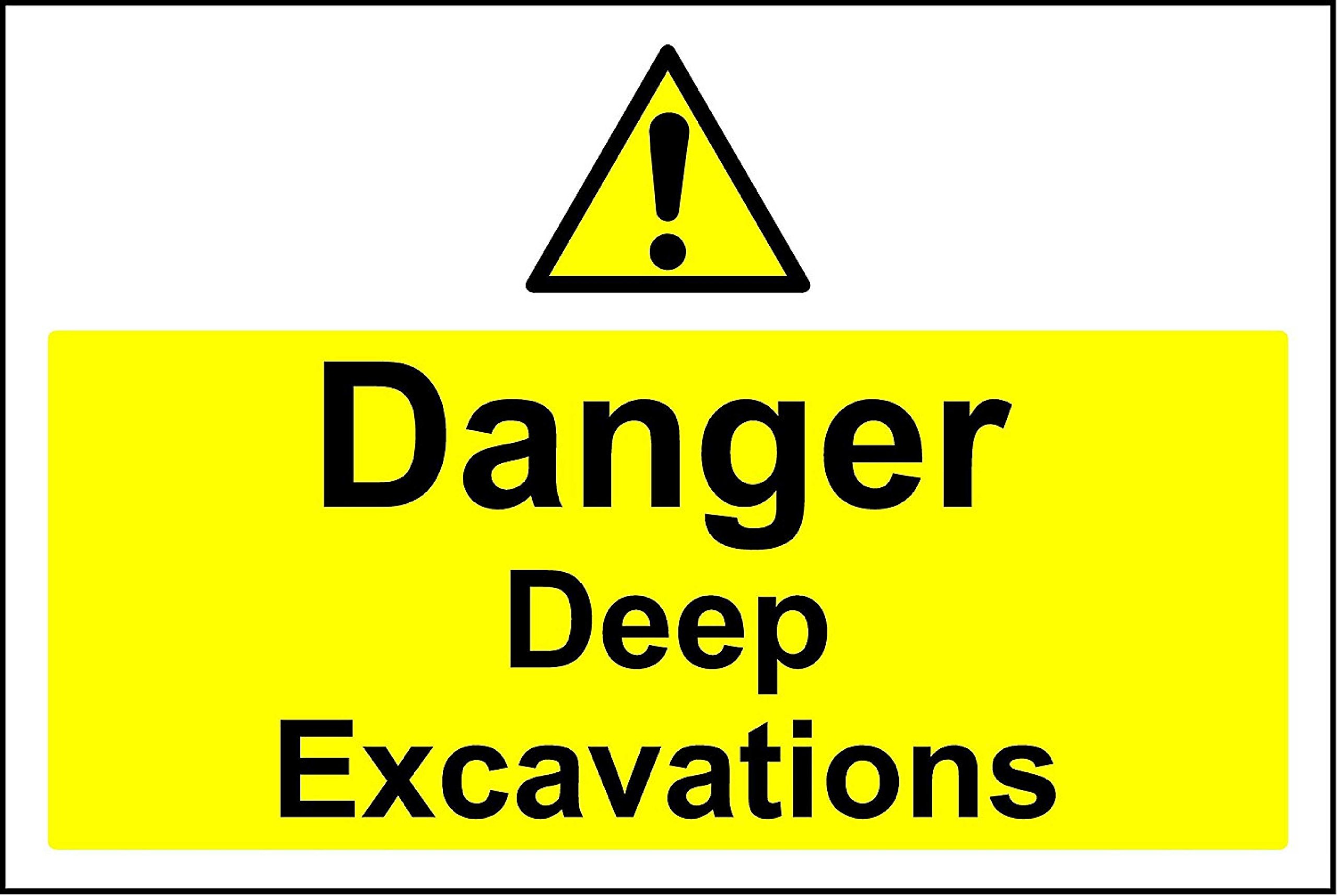 Danger deep excavations safety sign - 3mm Aluminium sign 300mm x 200mm