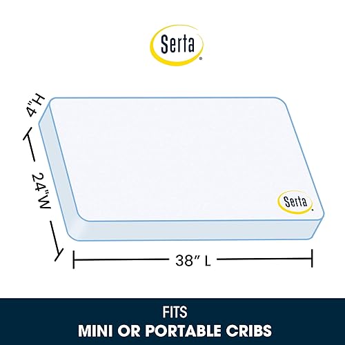 Miniatura 3 de Delta Children Serta SleepTrue - Colchón mini para cuna, núcleo de fibra de origen sostenible, funda hipoalergénica e impermeable, certificado