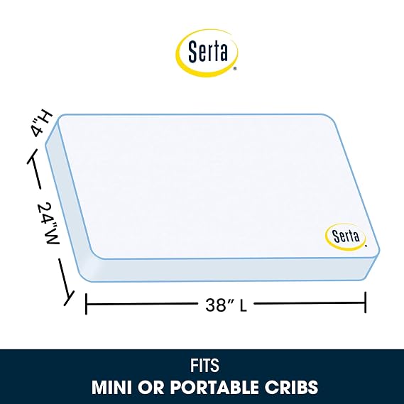 Delta Children Serta SleepTrue Mini Crib Mattress ، Premium Sustainly Sourced Fiber Core ، Hypoallergenic & Waterproof Cover ، Greenguard Gold Certified - Made in USA، White