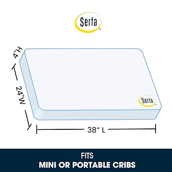 Delta Children Serta SleepTrue Mini Crib Mattress ، Premium Sustainly Sourced Fiber Core ، Hypoallergenic & Waterproof Cover ، Greenguard Gold Certified - Made in USA، White