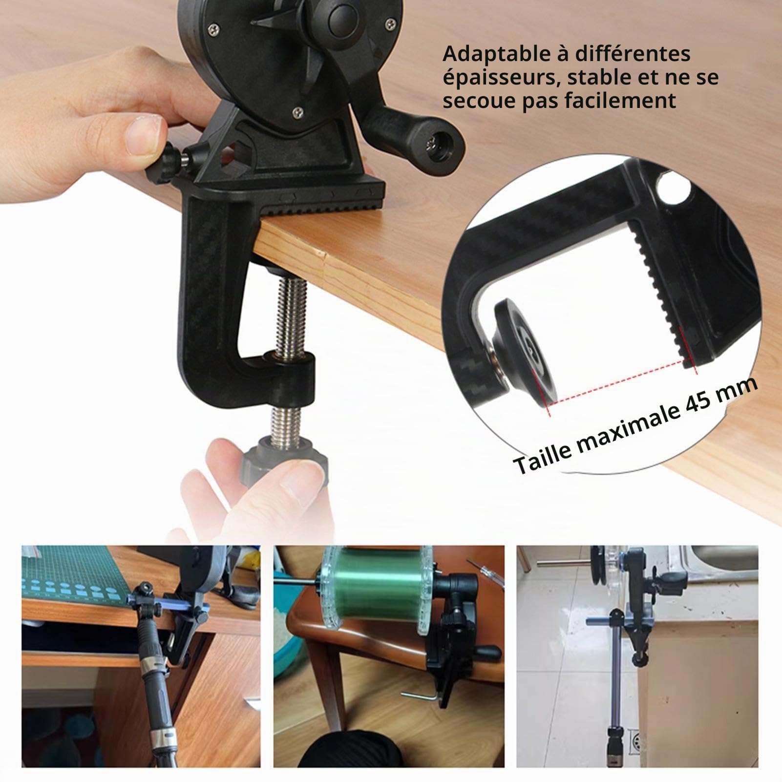 Enrouleur de ligne de pêche, enrouleur de ligne de pêche, station de bobine, système No Lines Twist Spooling Station – Outil compact pour bobines de fil de pêche
