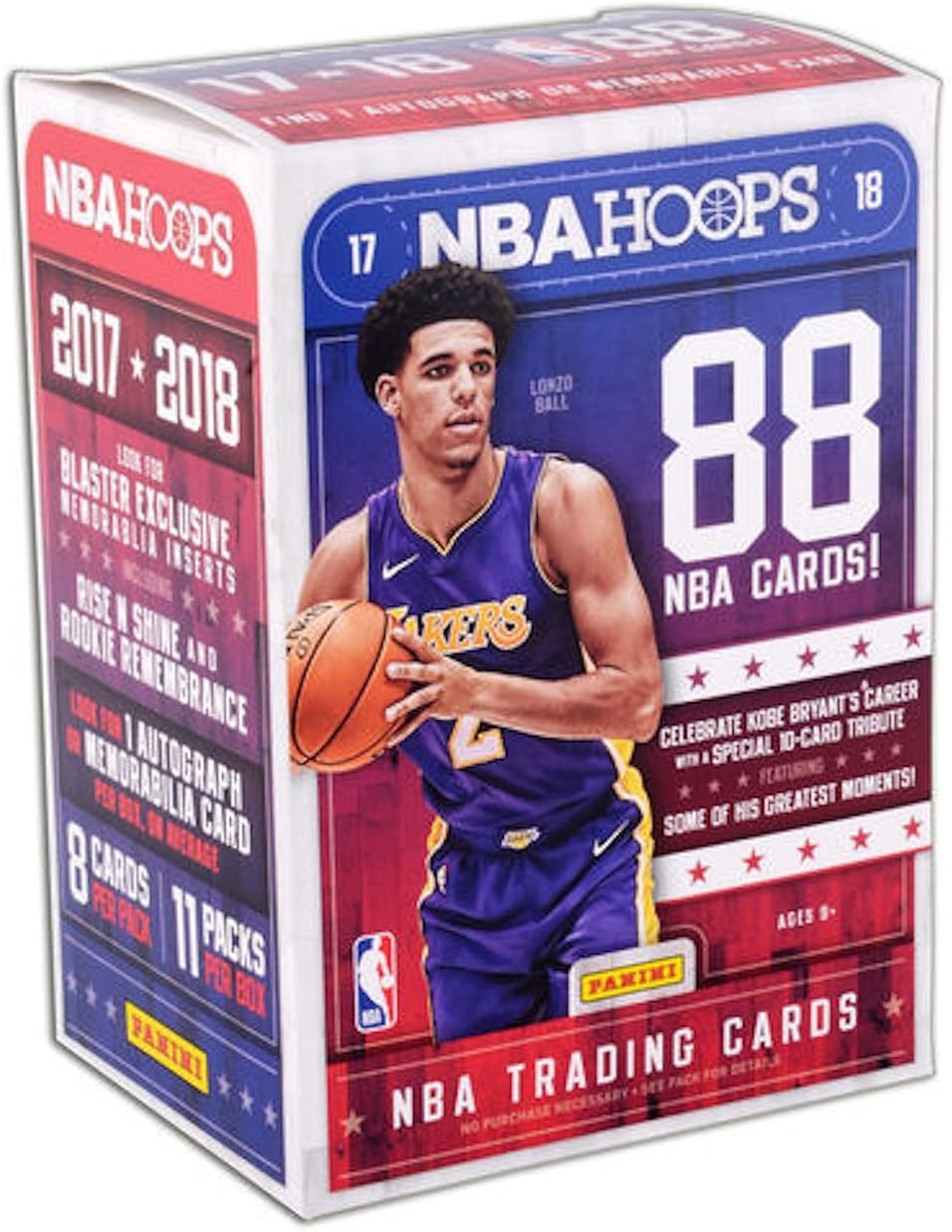 2017/18 Panini Hoops NBA Basketball BLASTER box (11 pk + ONE Memorabilia or Autograph card)