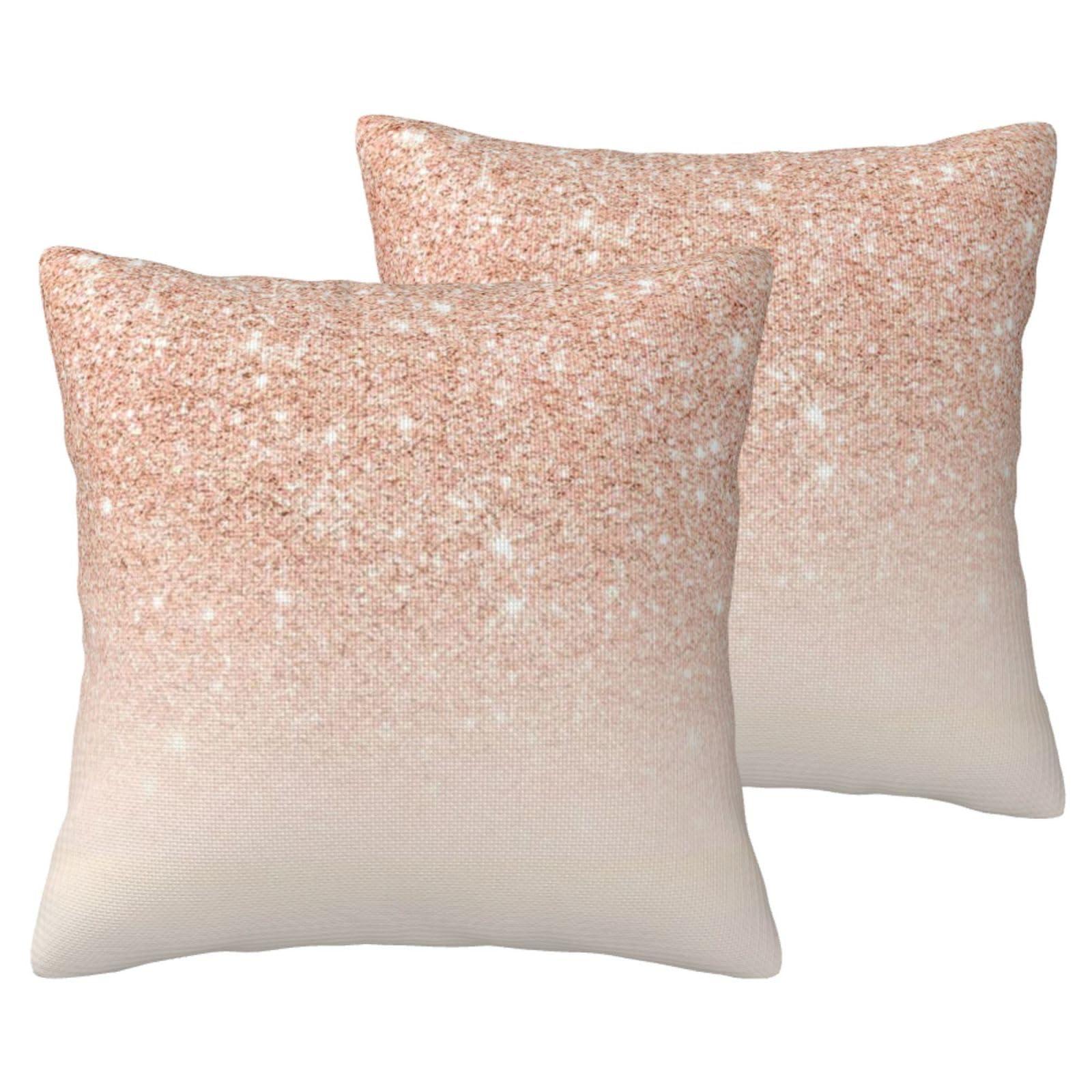 Housse de coussin imitation lin rose doré lot de 2