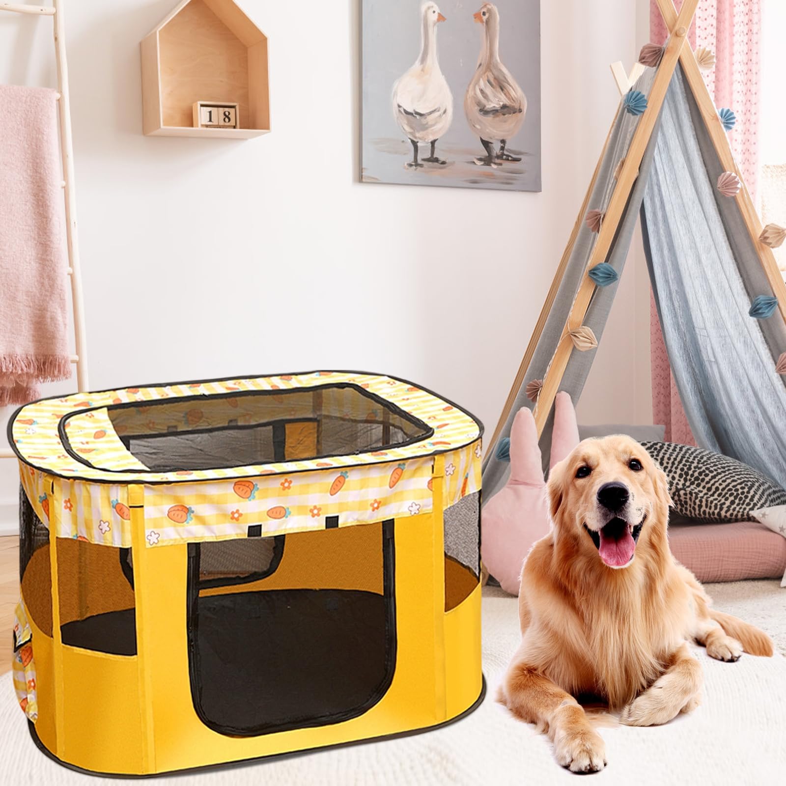 EUBSWA Recinto per cuccioli, 90x70x58cm Recinto per animali domestici per cani, gatti, conigli e roditori per interni ed esterni