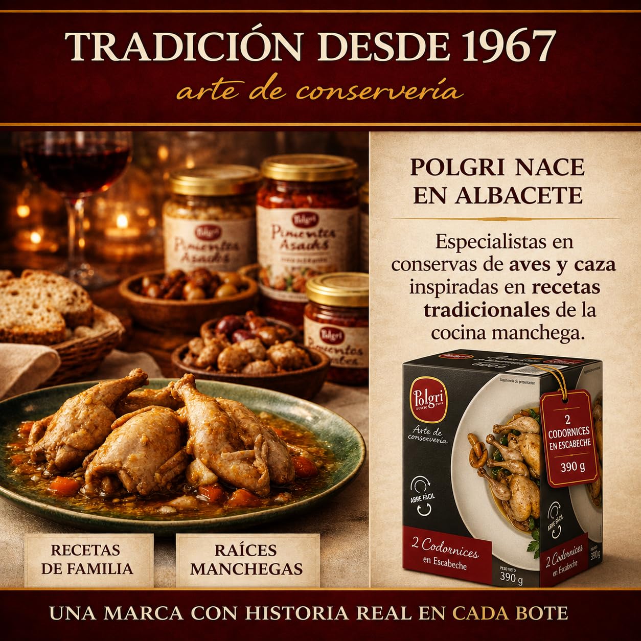 POLGRI Codornices en Escabeche 3 latas 390 gr Conserva Gourmet Carne de Caza Aperitivo Premium