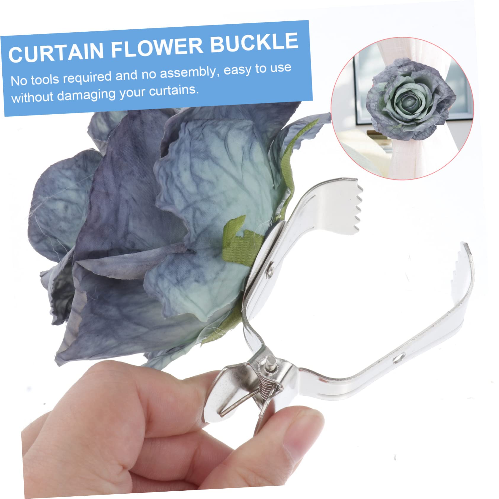 Alipis 8pièces Pince à Rideaux Décorative avec Clips Liens Modernes pour Décoration De Fenêtres Couleur Bleue