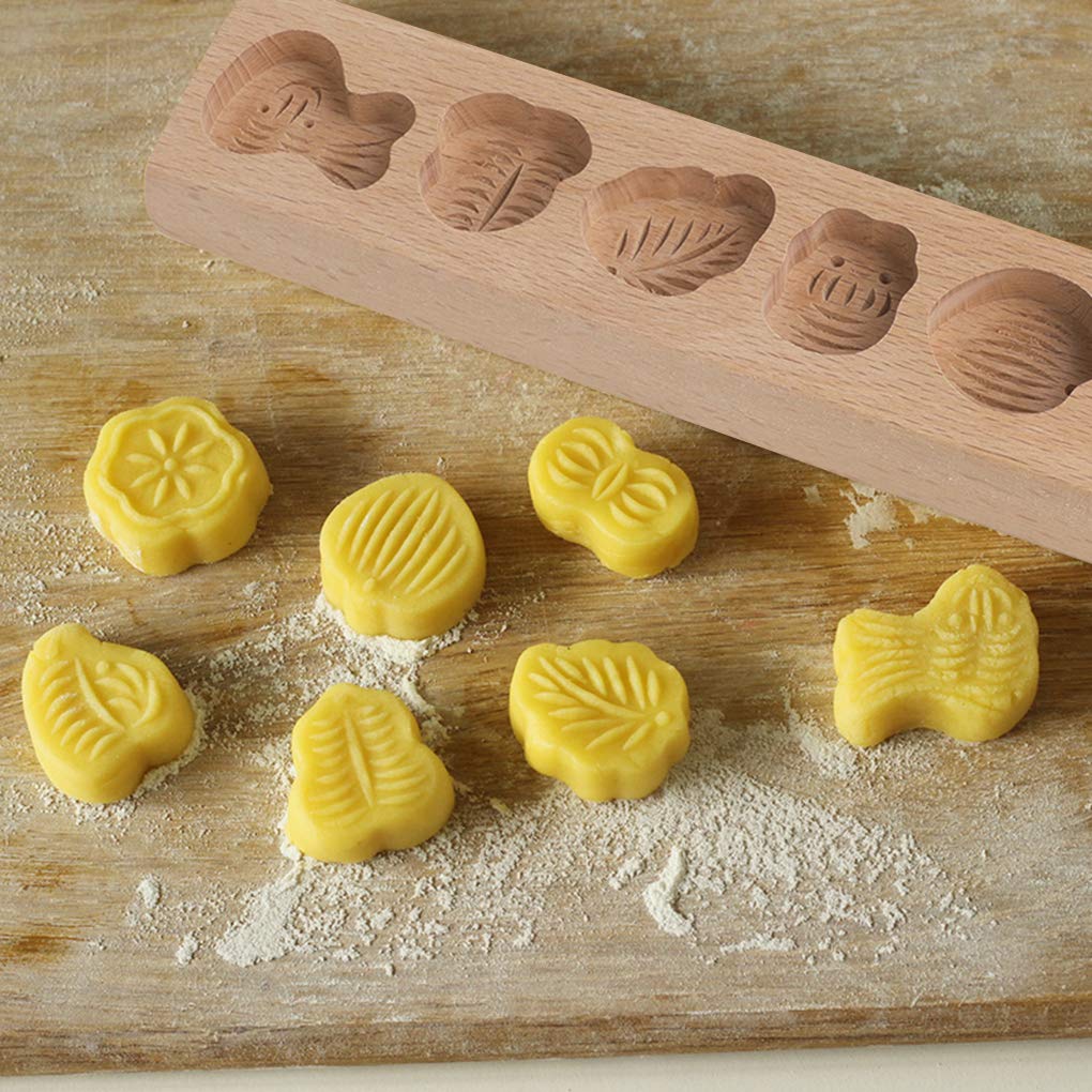 Moldes de madera for galletas, pasteles, antiadherentes, tallados, bricolaje, 8 patrones bonitos, prensa molde, hielo, piel for hornear
