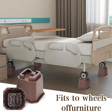 Adjustable Bed Furniture Risers Elevation in Heights Heavy Duty Risers for Both Posts and Wheels of Furniture Sofa Bed Couch Table (Brown 8 Pack, 5 Inch)