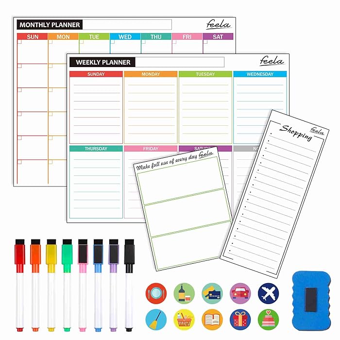 Buy 4 Pack Dry Erase White Board Calendar Kit, Feela 2022